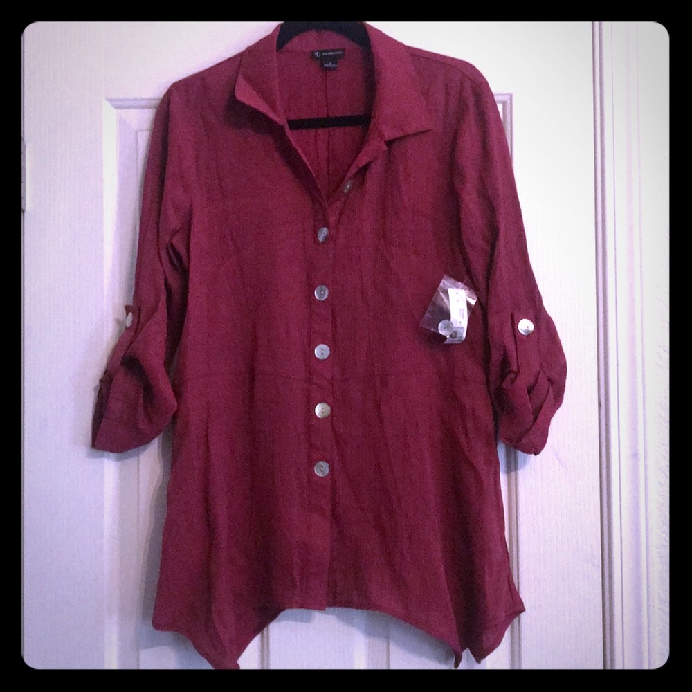 Hi-Low Button Down Blouse